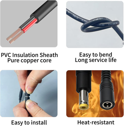 GGIPOWY 5.5x2.5mm 3-Pack, 1 3 18AWG 12V/24V 10A Router2.3FT DC Power Splitter Cable to Way High Current Compatible