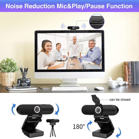 HDZIYU 4K 8MP Webcam with Microphone and Tripod, USB Web Camera for PC and Laptop, Widescreen for Video Calling