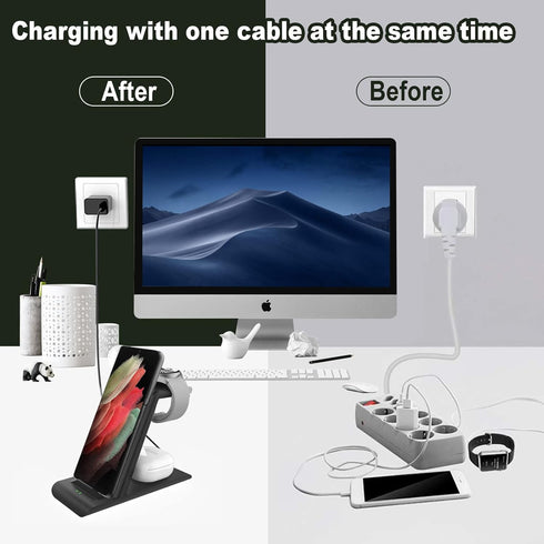 Wireless Charging Station for Galaxy Watch 7/6/5 Pro/4/3 Active 2/1, Multiple Devices Stand for Galaxy S24