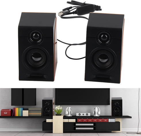Zopsc Computer Speakers, 2pcs HiFi Deep Bass PC Stereo Speakers with Adjustable Volume for Desktop, Laptop