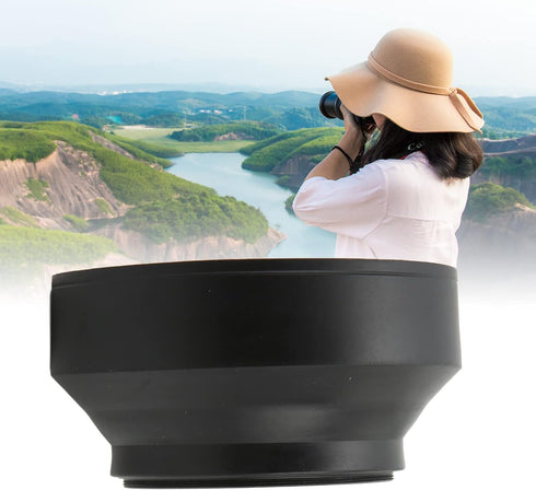 Lens Hood Shade, Rubber Metal Collapsible Lens Hood for Various Brands 62mm