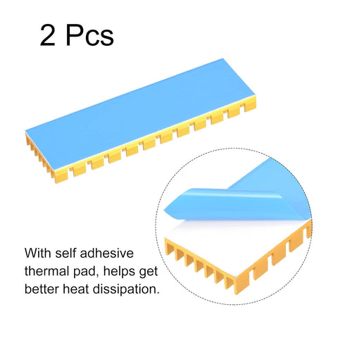 MECCANIXITY 2 Pack M.2 SSD Heatsink Cooler with Thermal Pad, Alloy Aluminum Cooling Sink for PC, 70x22x6mm