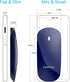 FENIFOX Bluetooth Mouse Slim, Whisper-Quiet Mini Flat Portable Mobile Mice Rechargeable Compatible with Laptop,PC,Android Windows Tablet (Deep Blue)