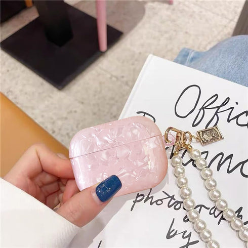 Olytop Cute Glitter Airpods Pro 2nd/1st Generation Case with Cleaner Pen, Pink Shell Pattern Cover for Women