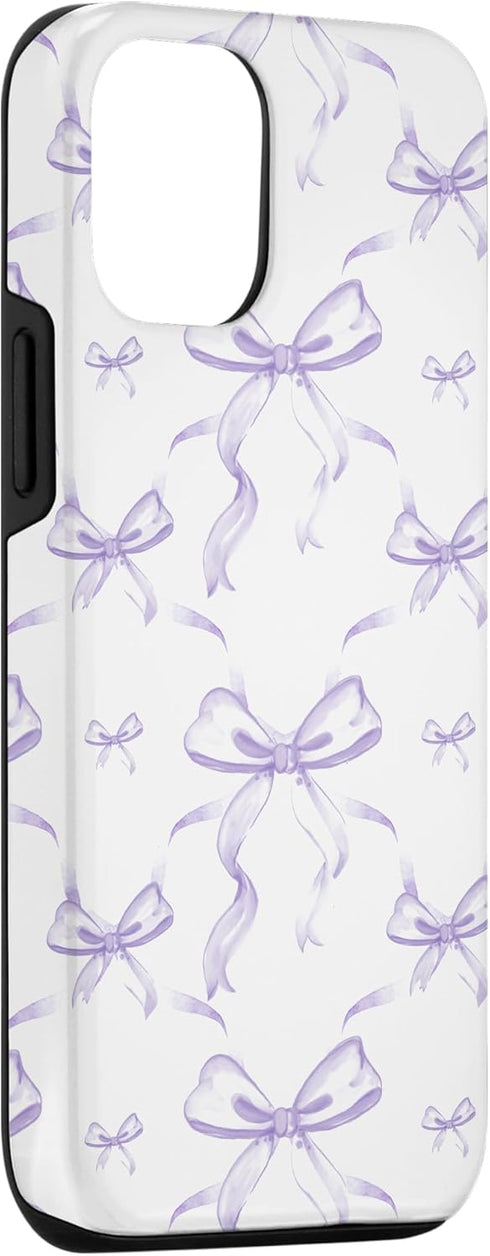 Aesthetic Watercolor Case for iPhone 14 with Lilac Ribbons and Bows
