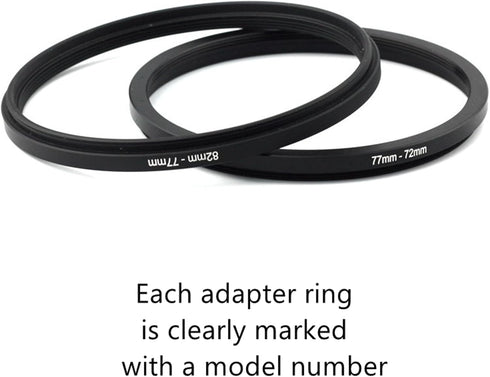 18 Pieces Filter Ring Adapter Set, Lightweight Aluminum Camera Lens Filter Stepping Rings Kit, 9 Pcs Step Up & 9 Pcs