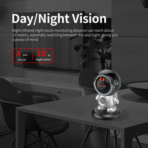 Robot Security Camera WiFi IP Camera, 3MP Surveillance Camera with Night Vision, Motion Detection, 2-Way Talk