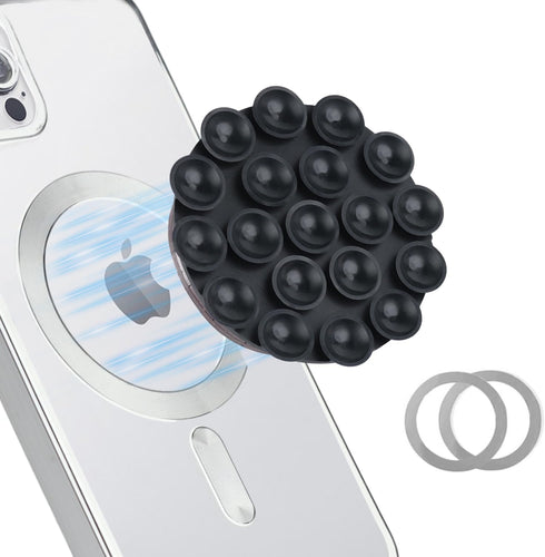 Silicone Suction Phone Case Magnetic Mount, Hands-Free Accessory for iPhone and Android, Mirror Shower Holder (Black)