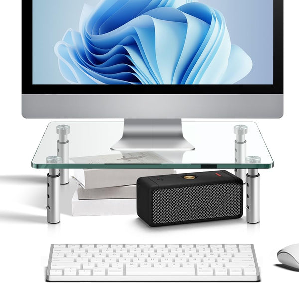 KKTONER GLASS Monitor Stand with Height Adjustable for Home Office 2 Pack