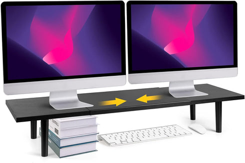 Across-Star Dual-Monitor-Stand-Riser-For-Desk Adjustable Length 32-40 InchLarge Desktop Computer Monitor Riser For 2