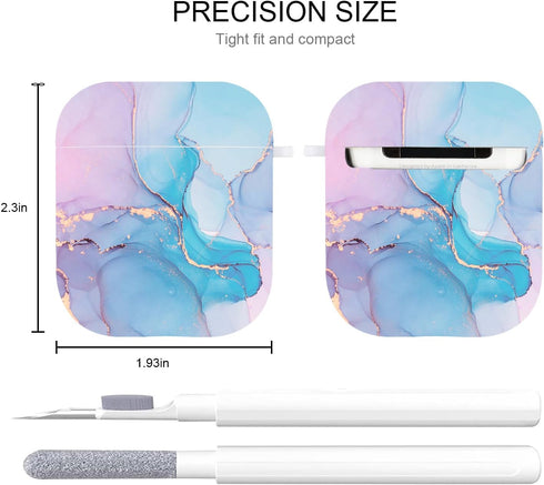 Protective Hard Case Cover with Cleaner Kit, Portable Shockproof for Women Girls with Keychain for Apple Airpods 2/1