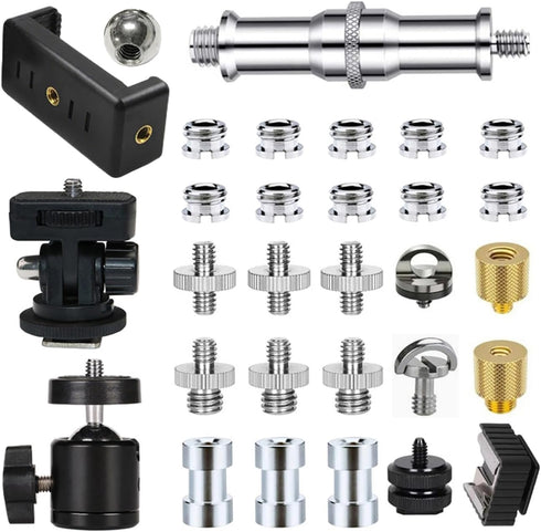 30Pack Camera Tripod Screw Mount Kit 1/4 to 3/8 Inch Adapter Threaded