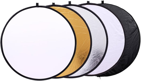 5 in 1 Photo Video Reflectors, 12 inch Collapsible Multi-Disc Light Round Photography Reflector with Bag