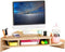 Triangle Monitor Stand Riser, Cut Triangle Desktop Corner Shelf with Drawers, Wooden Computer Stand with Storage for