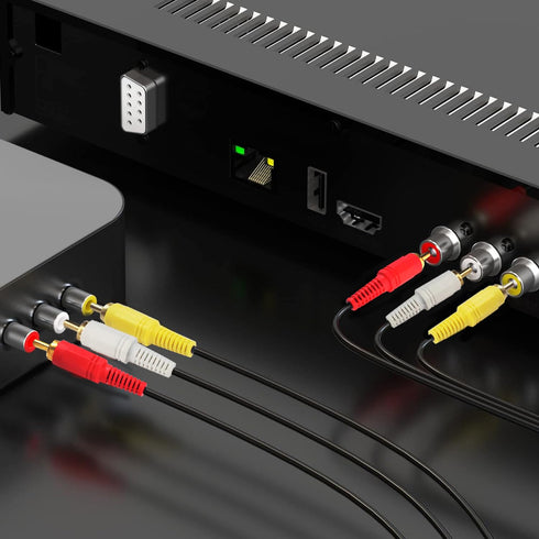 HTDYOO 3 3 Male-4.6 Feet/1PCS RCA Cable, AV Cable Gold Plated, Yellow/White/red connectors Male