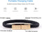 USB Leather Charging Bracelets - Portable Braided Wrist Band Data Charger Cord for iPhone (Gold Metal + Black Leather)