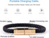 USB Leather Charging Bracelets - Portable Braided Wrist Band Data Charger Cord for iPhone (Gold Metal + Black Leather)