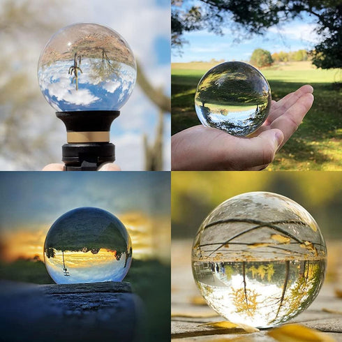 Crystal Ball Photography 80mm K9 Clear Lens Ball Sphere with Mini Tripod Base Stand, Padded Shockproof Sleeve