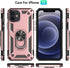 Yiakeng iPhone 12/12 Pro Case with Screen Protector, Military Grade Protective Case with Ring (Rose Gold)
