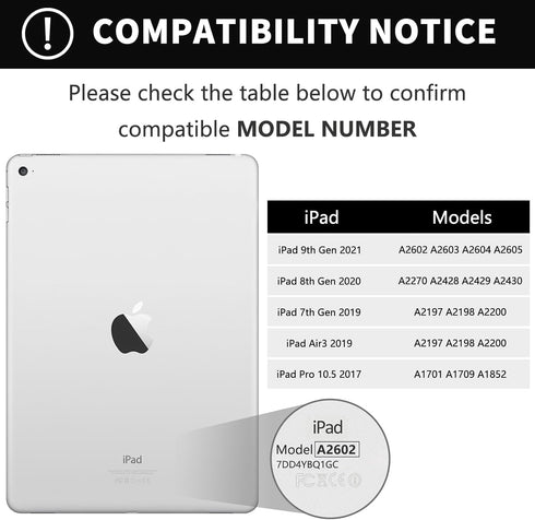 KBCASE Keyboard Case for iPad 9th/8th/7th Generation 2021/2020/2019, Compatible with iPad Air 3/Pro 10.5, Detachable Bluetooth Keyboard Case with Pencil Holder (Black)