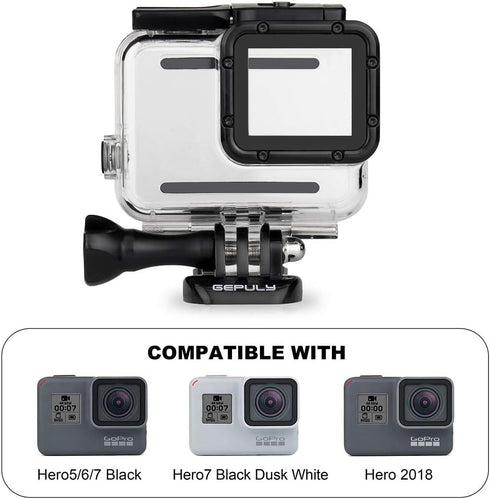 Waterproof Housing Case with Dive Filter for GoPro Hero 7 Black, Hero 6 Black, Hero 5 Black, 45 Meters Underwater