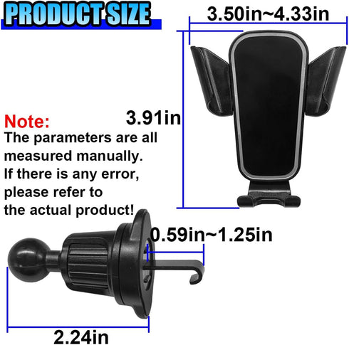 YoRise 360 Car Phone Holder Mount for Air Vent, Universal Rotation Auto Air Vent Cell Phone Holder with Wider Clamp