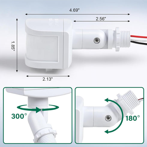 treewell 240-Degree LUX(5-300) 60 3 Replacement Motion Sensor, Adjustable & Time & Detection Sensitivity Up to Feet