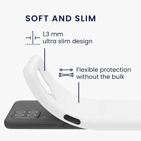 kwmobile Case Compatible with Samsung Galaxy A12 Case - Soft Slim Protective TPU Silicone Cover - White Matte