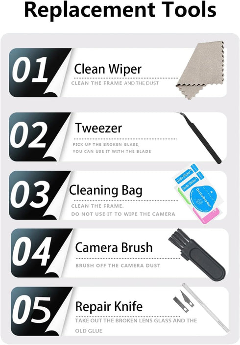 Camera Lens Replacement for iPhone 13 Pro & 13 Pro Max, GVKVGIH Back Glass Replacement with Adhesive & Repair Tool Kit