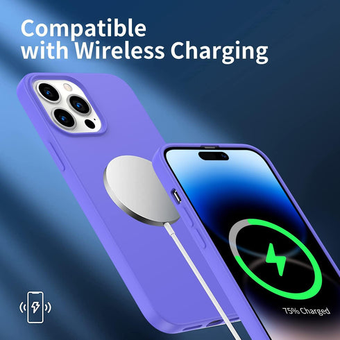 Designed for iPhone 14 Pro Max Case, Silicone Ultra Slim Shockproof Phone Case with Soft Anti-Scratch Lining, Purple