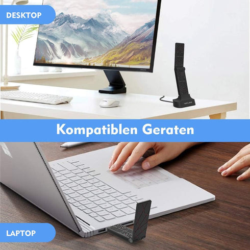 WAVLINK USB WiFi Adapter for Desktop PC, AC1900 Dual Band Wireless Network Adapter for Laptop, Support Windows and MacOS