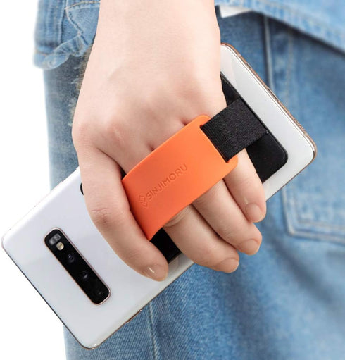 Sinjimoru Phone Grip Card Holder with Phone Stand, Secure Stick on Wallet for iPhone with Kickstand for Table. Sinji