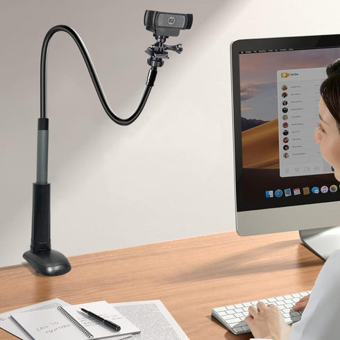32 Inch Webcam Stand Camera Mount, Upgraded Flexible Gooseneck Desk Webcam Mount for Logitech