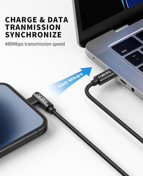 USB C to Lightning Cable for iPhone, 2Pack 6FT Right Angle 90 Degree Charging Cable for iPhone 14/13/12/11/XS/XR