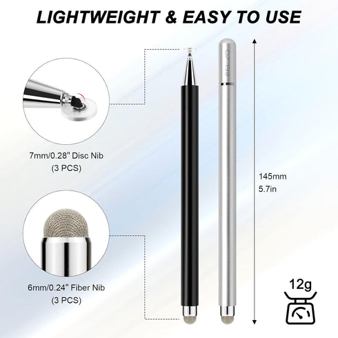 ELZO 2 1 6 Stylus Pens for Touch Screen, in Universal Stylus, High Sensitivity Surface Pen with Extra Tips, for All