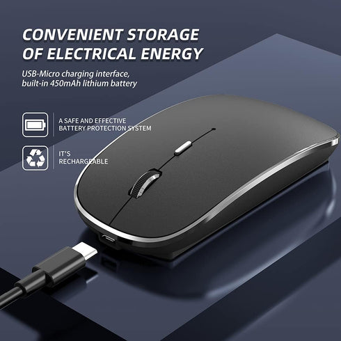 Wireless Mouse Chargeable Portable Silent USB and Type-C Dual Mode Mouse, 3 Adjustable DPI for Laptop, Mac, MacBook,