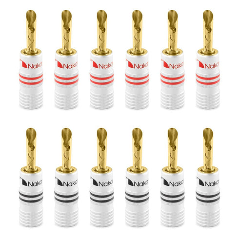 Nakamichi Excel Series 24k Gold Plated BFA Banana Plug for Speakers Amplifier Hi-Fi AV Stereo Home Theatre Audio Wire