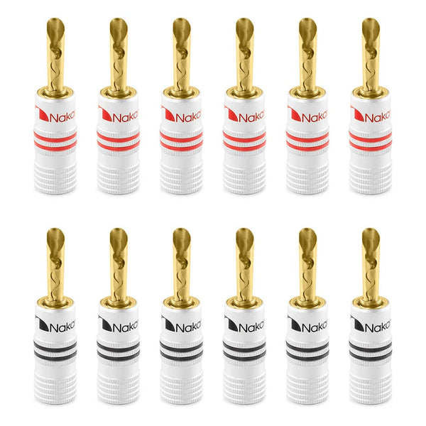 Nakamichi Excel Series 24k Gold Plated BFA Banana Plug for Speakers Amplifier Hi-Fi AV Stereo Home Theatre Audio Wire