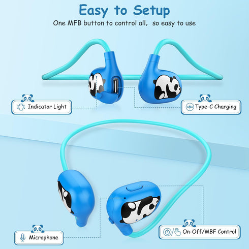 iDIGMALL Bluetooth 5.4 Kid Headphones, Open Ear Headphone with Noise-Cancelling Mic for Children, 13g Ultra-Light