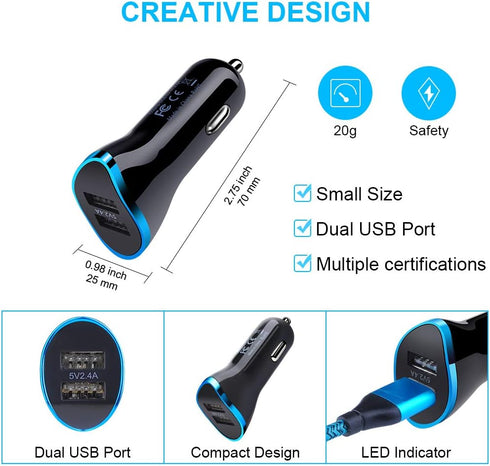 USB C Car Charger for Google Pixel 8a/8/8 Pro/7a/7/7 Pro, Samsung Galaxy S24 S23 S22 A10e, Fast Charging Adapter