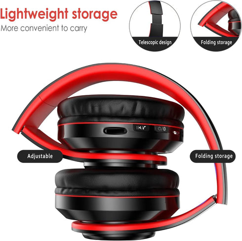 2022 Wireless Bluetooth Headphones, Colorful LED Lights Over Ear Foldable Headset with Built-in Microphone