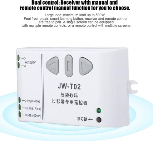 Mugast Control(433Mhz) Projector Screen Projection Screen Up Down Reversing Controller with Remote