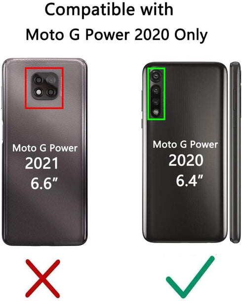 Heavy Duty Case for Moto G Power 2020 with Screen Protector, Magnetic Kickstand, 16ft Drop Tested, Red