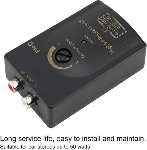 aqxreight Speaker Level Converter, Car Output Stereo Speaker High to Low Level Converter with Delay Function