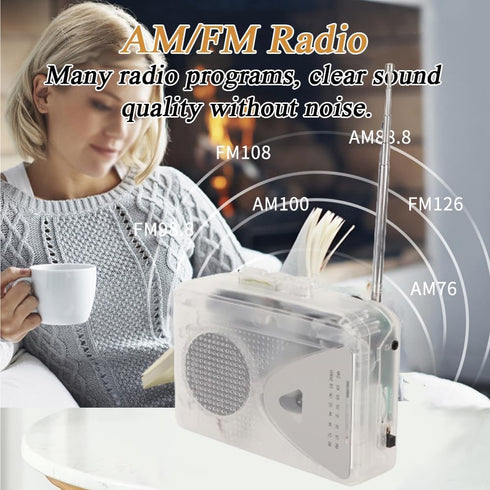 Portable Cassette Tape Player with FM AM Radio and Speaker, Stereo Cassette MP3 Tape Player, Battery and USB Power,