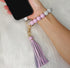 Boho Silicone Phone Wrist Strap, Cell Phone Lanyard Keychain with Universal Strap Holder Connector, Purple