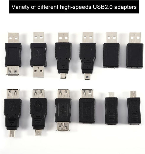 Zerone USB OTG Micro Mini USB2.0 Male to Female Adapter, Multiple F/M USB Coupler Connector Set, Pack of 12 Pcs