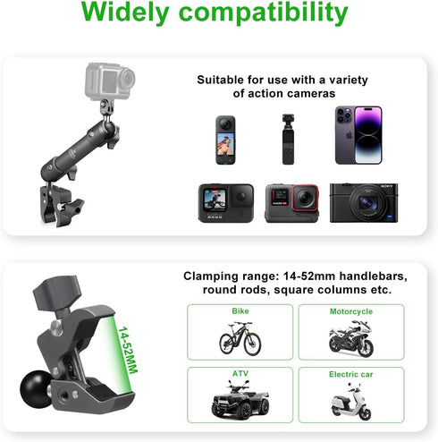 FANAUE Super Clamp Camera Mount - Monitor Magic Arm Double Ball Head Adapter for DSLR/Gopro
