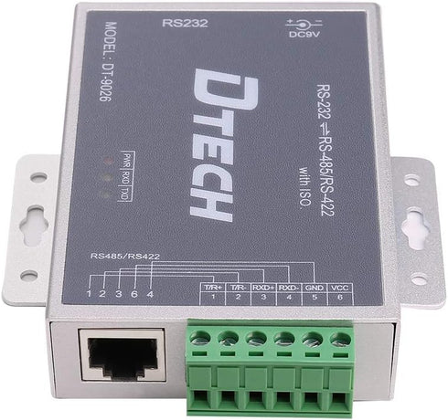 DTECH Active Isolated RS232 to RS485 RS422 Converter with RJ45 Serial Port, DB9 Cable, Power Adapter