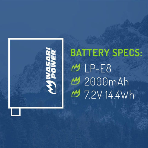 Wasabi Power Battery for Canon LP-E8, EOS 550D, 600D, 700D, Rebel T2i, T3i, T4i, T5i